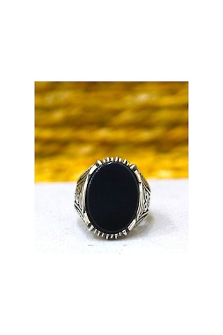 Oniks Taşlı Erkek Yüzük Gümüş