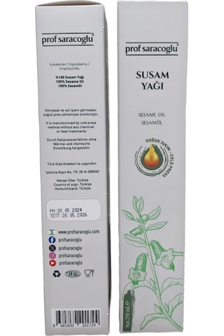 Prof Saracoglu Soğuk Sıkım  Susam Yağı 250 ML