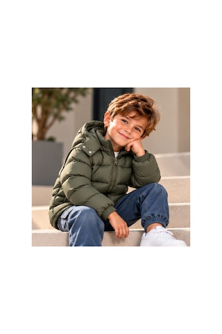 Maxx Kleın Erkek Çocuk Haki Kapüşonlu Şişme Mont Fermuarlı Modern Tasarım Günlük Kışlık Çocuk Montu 2-3-4-6-8 Yaş