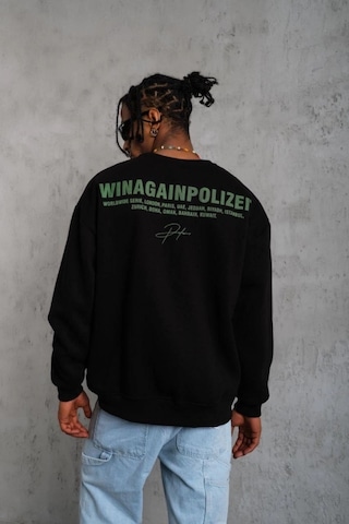 Defymoda Erkek Oversize Sweatshirt Siyah Renk Ön Ve Sırt Baskılı, Üç İplik İçi Pamuklu Kumaş, Rahat Kalıp, Siyah