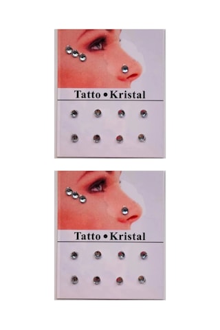 Yüz Taşı Kristal - Burun, Vücut Taşı, Tattoo Makyaj Taşı, Yapışkanlı, 24 Adet Açık Kahverengi