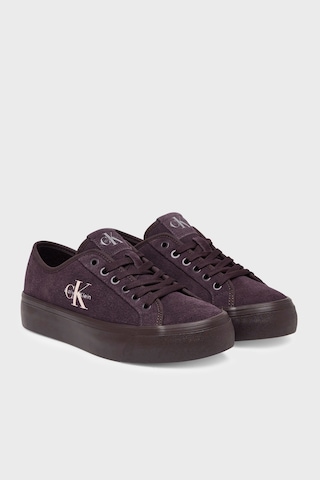 Calvin Klein Deri Karışımlı Logolu Sneaker Ayakkabı Hw0hw03088vh2 Bayan Ayakkabı Hw0hw03088 Vh2 Mürdüm