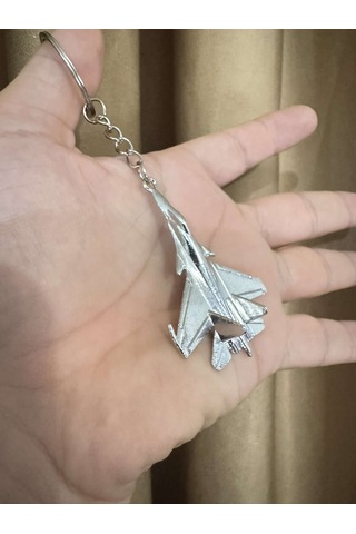 Herşey Nota Savaş Uçağı Uçak Hostes Pilot Gümüş Metal Anahtarlık