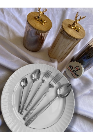 Çatal Bıçak Kaşık Seti 36 Parça Bıçaklı Boncuk Model Kutulu 18,0 Kalite