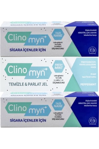 Clinomyn Sigara Içenler Için 75ml X 2 + Temizle Parlat Fresh Jel Diş Macunu 75ml