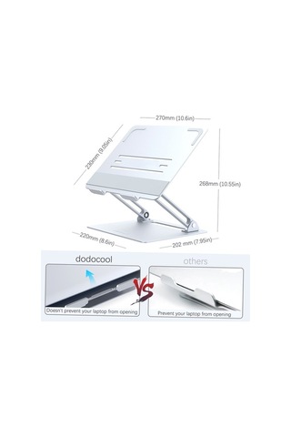 Pazly Dizüstü Bilgisayar Standı, Ergonomik Alüminyum, Isı Yönlendirici, 11-17 İnç Uyumlu