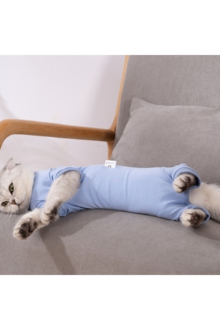 Geeksen Kedi Ameliyat Sonrası Kıyafeti, Yara Koruma Ve Yalama Engelleme, Modal Dokuma, Mavi, Xs Boyutu