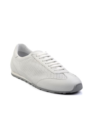 Bambi Beyaz Kırışık Hakiki Deri Erkek Sneaker E01083017103 Beyaz