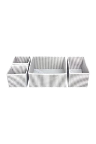 4 Parça Çekmece Içi Organizer & Çok Amaçlı Dolap Içi Düzenleyici & Masa Üstü Organizer - Çizgili Gri - 916815605 Gri
