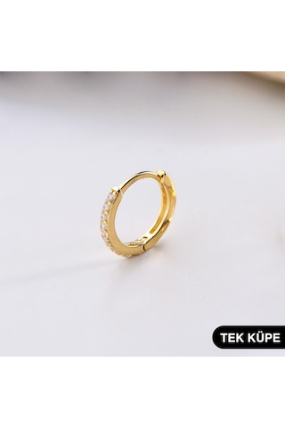 Goldkupe 14 Ayar Taşlı Tek Halka Altın Küpe 0,52 Gr-6326