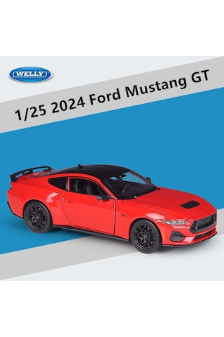 Welly 1:24 2024 Ford Mustang Gt Alaşım Spor Araba Modeli Diecast Metal Araba Blue