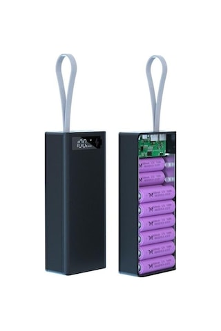 Tongxida Boğazköprü Dıy Lcd Ekran Powerbank Kutusu 16x18650 Pil Siyah Siyah