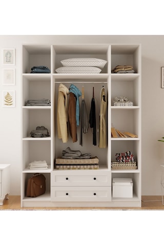 Rabi Mobilya Estelya Country 4 Kapaklı 2 Çekmeceli Gardırop