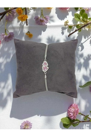 Taşlı Çift Kalpli 925 Ayar Gümüş Bileklik Romantik Ve Zarif Tasarım Gümüş