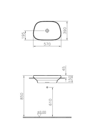 VitrA Frame 5653B401-0016 Tezgah Üstü TV Lavabo Mat Beyaz 58 CM