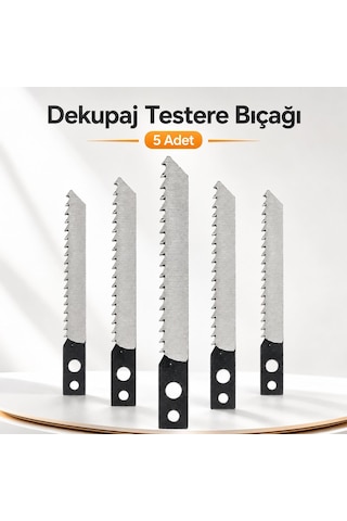 Ahşap Dekupaj Testere Bıçağı 5 Adet T İnce Dişli Kesim Testere Pratik Yedek Uç Seti