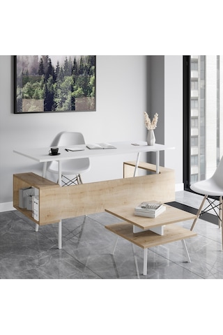 Irony Maxi Ofis Masa Takımı Beyaz Meşe