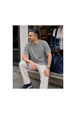 Modi Green Unisex Regular Fit Süprem Sıfır Yaka Kısa Kollu Tişört - Gri