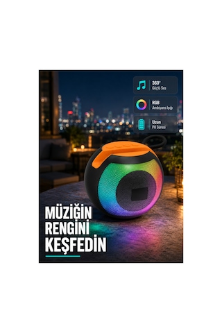 Kullanışlı Bluetooth 5.0 Hoparlör Rgb Işıklı, Güçlü Bas Ve 360 Surround Ses