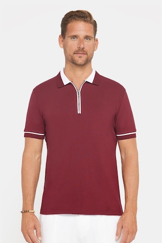 Tudors Erkek Slim Fit Dar Kesim %100 Pamuk Düz Pike Fermuarlı Bordo Polo Yaka Tişört-31111 Bordo