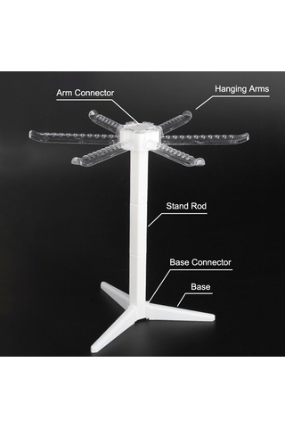Yuntech01 Ev İçi Makarna Kurutma Rakası, 6 Kaymazsız Kollü, Kompakt Tasarım, Yemek Güvenli Malzeme, Beyaz Diğer