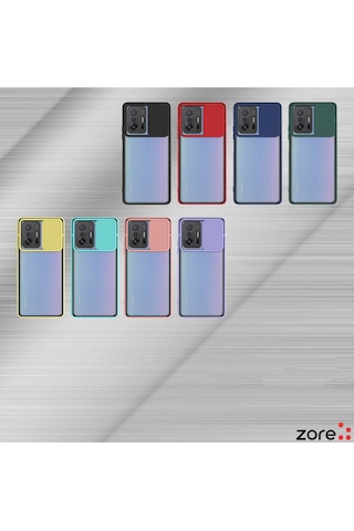 Noktaks - Xiaomi Uyumlu Xiaomi Mi 11t Pro 5g - Kılıf Slayt Sürgülü Arkası Buzlu Lensi Kapak - Siyah T19686 Siyah