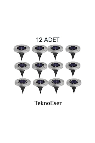 12 Adet 8 Led'li Gömme Solar Güneş Enerjili Zemin Yol Bahçe Aydınlatma Spot Lambası Su Geçirmez Diğer