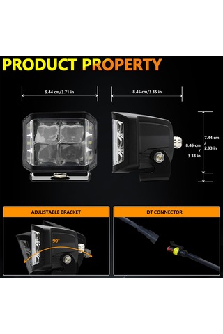 Teltree 100w 10 Ledli 10000lm 6000k Işık, Ip67 Su Geçirmez, Uçak Alüminyum, 9-30v Geniş Voltaj, Spor+omni Tipi Çalışma Lambası