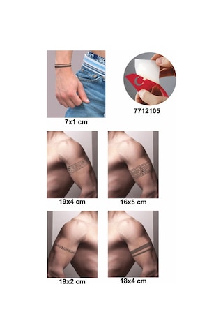 Enhavalı Kol Bantları Kabile Motifleri Geçici Dövme Kına Şablonu 5'li