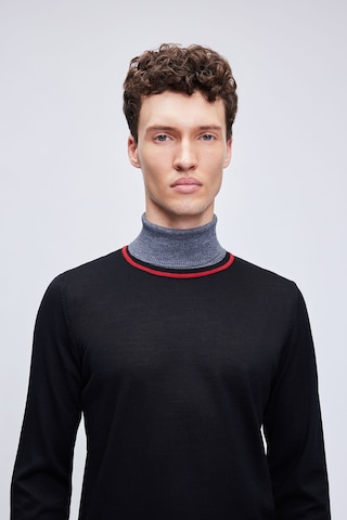 Hatemoğlu Siyah Regular Fit Çizgili Balıkçı Yaka Yünlü Triko Kazak 34122023a002 002 Siyah