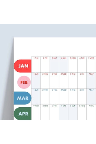 2026 Yıllık Planlayıcı Duvar Takvimi, 2026 Duvar Takvimi, Canlı Parlak Renkli, Minimalist Duvar Takv