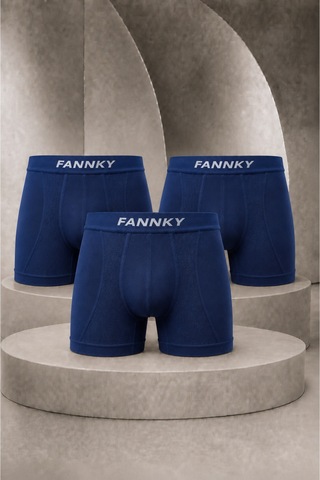 Womanandkids Night Lacivert Erkek Casual Comfort Günlük 3 Lü Boxer