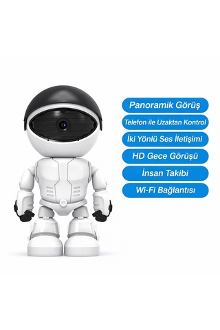 1080p Akıllı Robot Kamera Wifi Güvenlik Kamerası 360 Dönebilen Gece Görüşlü Sesli İzleme