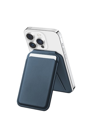 Buff Apple Uyumlu iPhone Walletmag 2.0 Stant Manyetik Deri Cüzdan Blue Mavi
