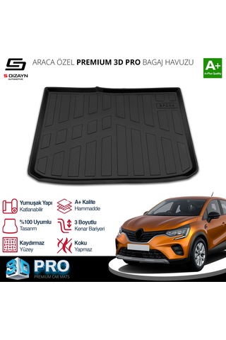 S-dizayn Renault Captur 3d Pro Bagaj Havuzu 2019 Üzeri A+ Kalite