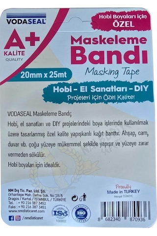 Vodaseal A+ Kalite Hobi Dıy Maskeleme Bandı 20 Mm - 25 Mt.