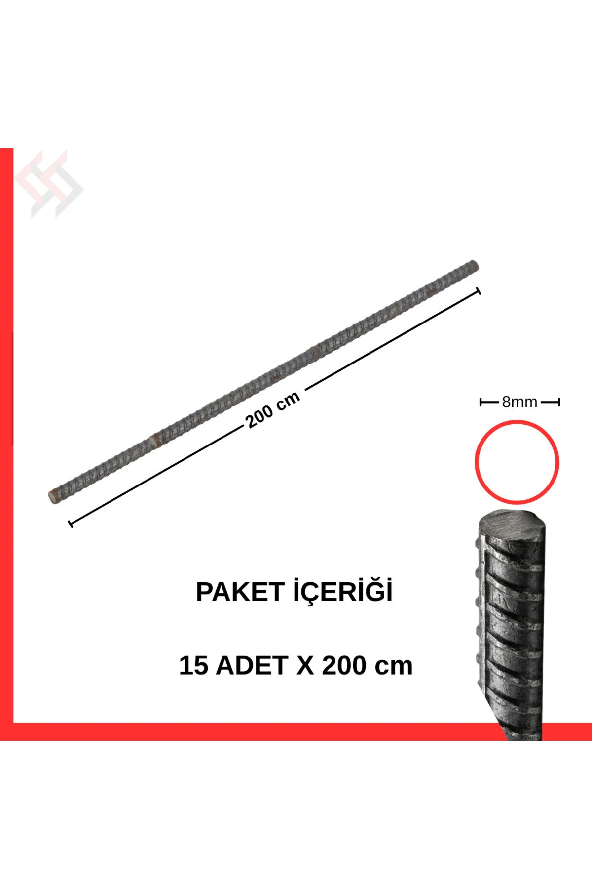 15 Adet X 2 Metre Demir Çubuk Kaynaklanabilir Demir Kazık, Bahçe Çiti Ve Sabitleme Direği-8 Mm Çap