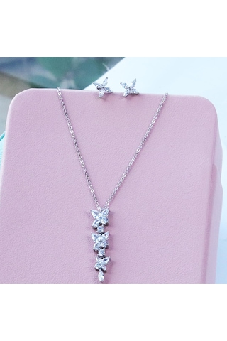 Çiçek Modeli Gümüş Set Gümüş
