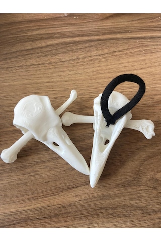 Gotik Stil Karga Kafası Saç Tokası, Kemik Detaylı