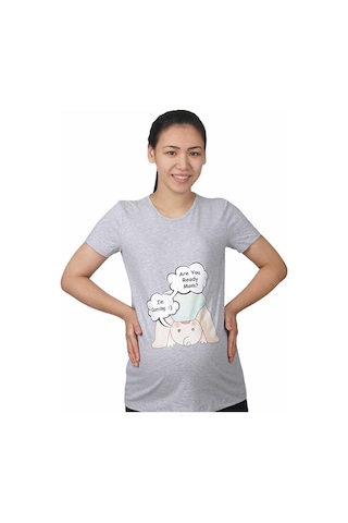 Mummy's Baby Hamile Tişört Are You Gri 7747