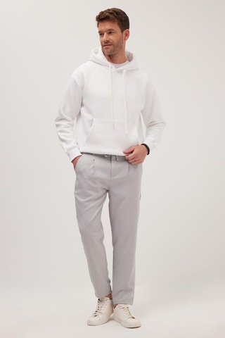 Tudors Erkek Slim Fit Dar Kesim Lastikli Bağcık Detaylı Gri Pantolon-38237 gri