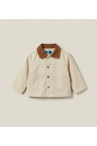 Baby Lory Kids Store Unisex Kadife Yaka Detaylı Ceket Krem