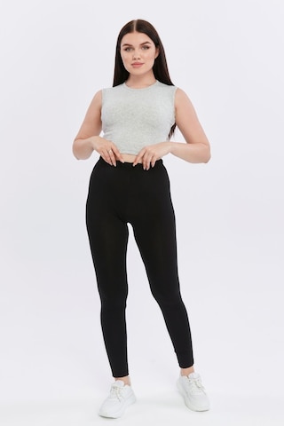 Bella Dossi Rahat Kaşkorse Kolsuz Sıfır Yaka Kadın Crop Top Gri
