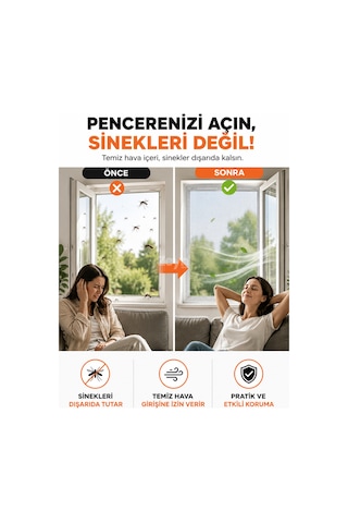 Flyblocker Tek Kanat Pencere Sinekliği 75x125 Cm Beyaz 4 Metre Çift Taraflı Cırt Bantlı Kolay Montaj