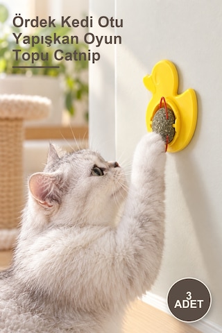 3 Adet Ördek Kedi Otu Yapışkan Oyun Topu Catnip
