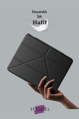 Galaxy Tab S10 Fe Plus Uyumlu 13.1 İnç Kalem Bölmeli Standlı Tri Folding Tablet Kılıfı Kapaklı Kılıf Lila