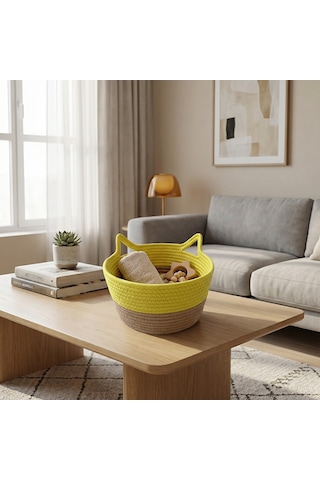 Koçtaş Kedi Kulaklı Sepet 27x16 Cm Sarı