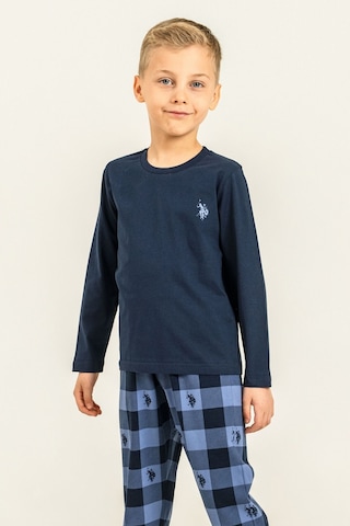 U.S. Polo Assn. Erkek Çocuk Pijama Takımı Baskılı Lacivert Uzun Kol Pijama Takımı Us2647-c-v1 Us2647-c-v1