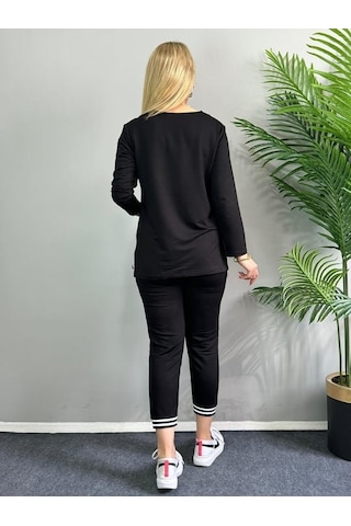 Ge Ticaret Kadın Yeni Sezon Uzun Kollu Ribana Detay Ikili Takım Siyah