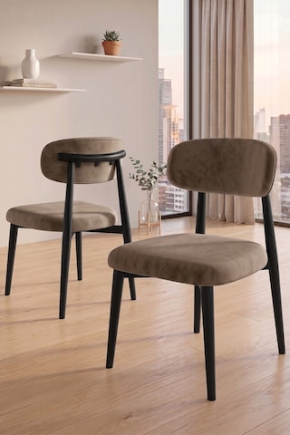 Runes Serisi Mdf Sabit 80x130 Siyah Mermer Desen Mutfak Masası Takımı 6 Sandalye Siyah Mermer - Cappucino